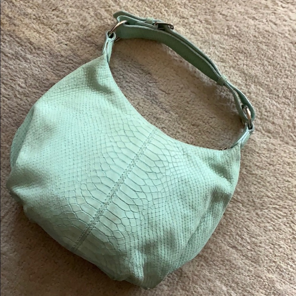 Berge suede teal embossed leather bag